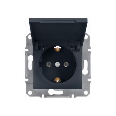 Asfora Plus Kapaklı Topraklı Priz Antrasit