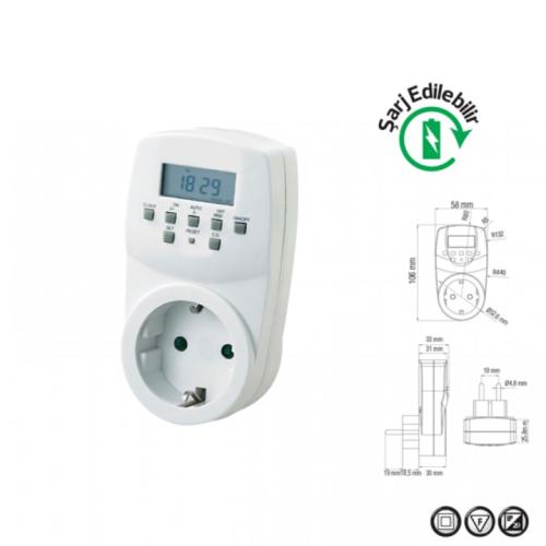 Horoz Tımer-2 Priz Tipi Dijital Zaman Saati Haftalık Zamanlama