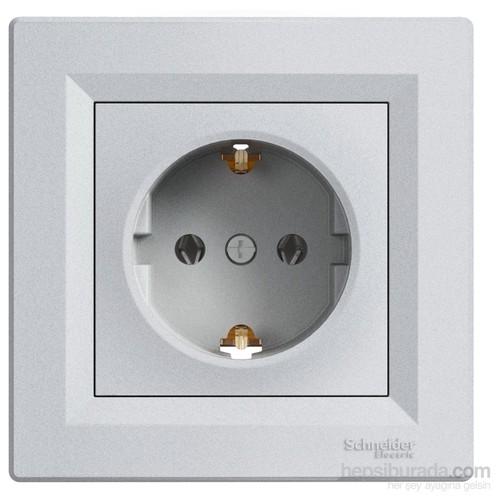 Schneider Electric Asfora Plus Topraklı Priz Alüminyum
