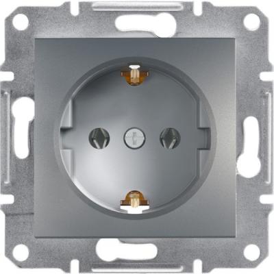 Schneider Electric Asfora Plus Topraklı Priz Çelik