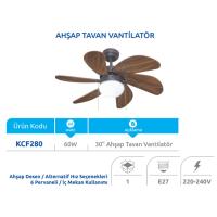 Vanti KCF280 60W  Ahşap Desenli Aydınlatmalı Tavan Vantilatörü