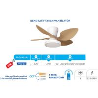 Vanti KCF310 30W LED Aydınlatmalı Dekoratif Tavan Vantilatörü - Açık Ahşap