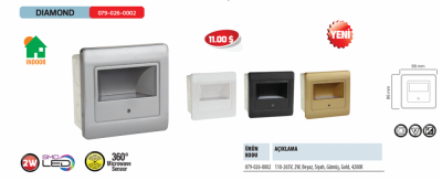 Horoz Diamond 2W Led Gömme Armatür Radar Sensörlü 4200K